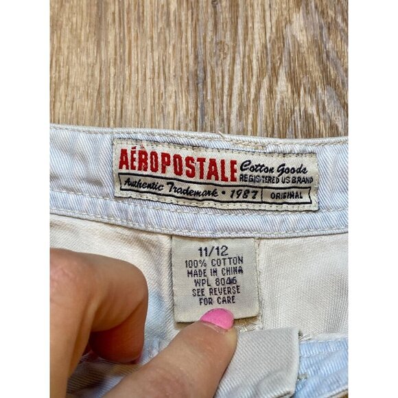 Y2K Aeropostale Beige Cargo Shorts‎ 11/12 100% Cotton Casual Summer Wear - Picture 3 of 6